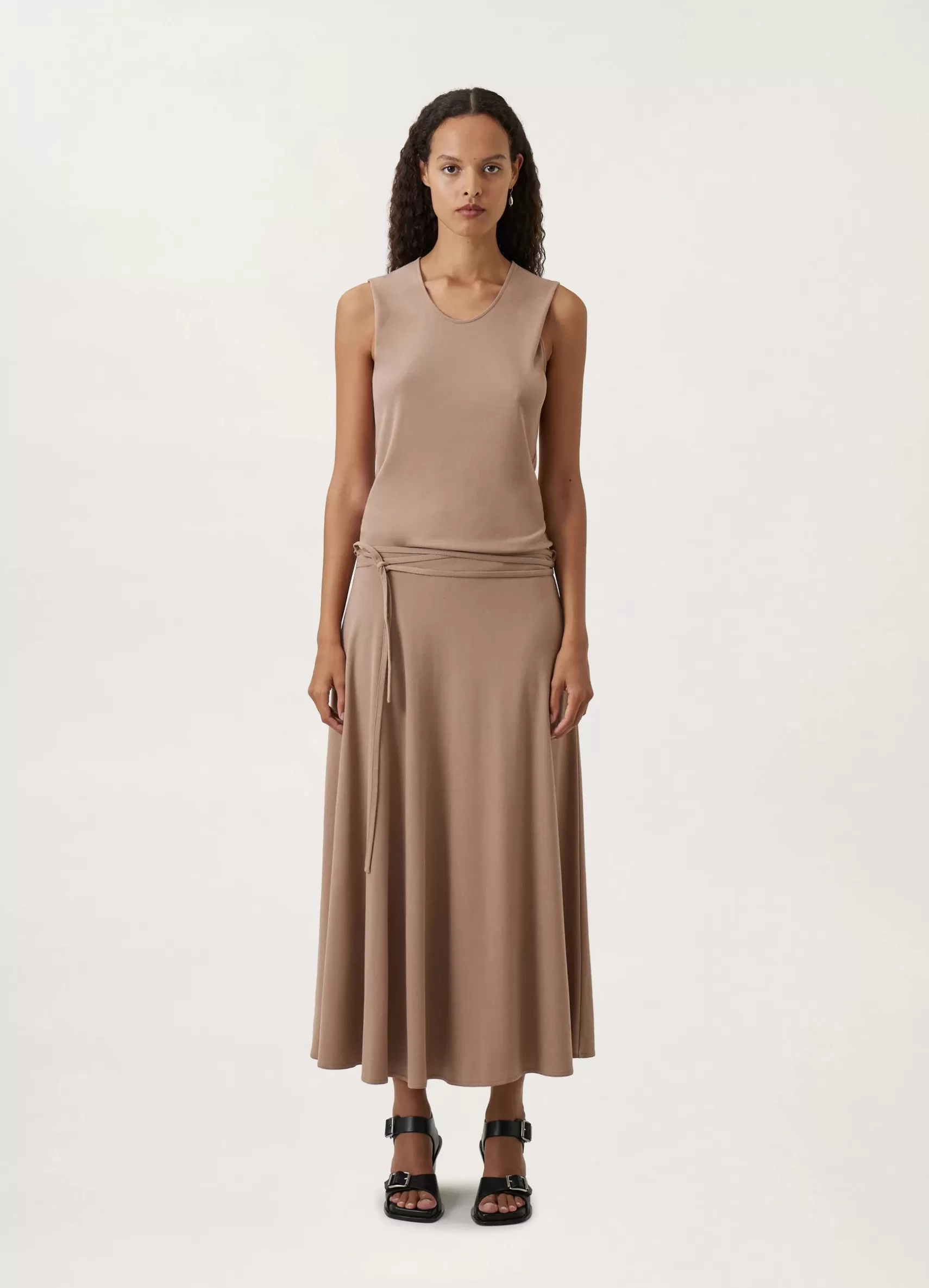 Belted Crepe Sleeveless Dress<LEMAIRE Best