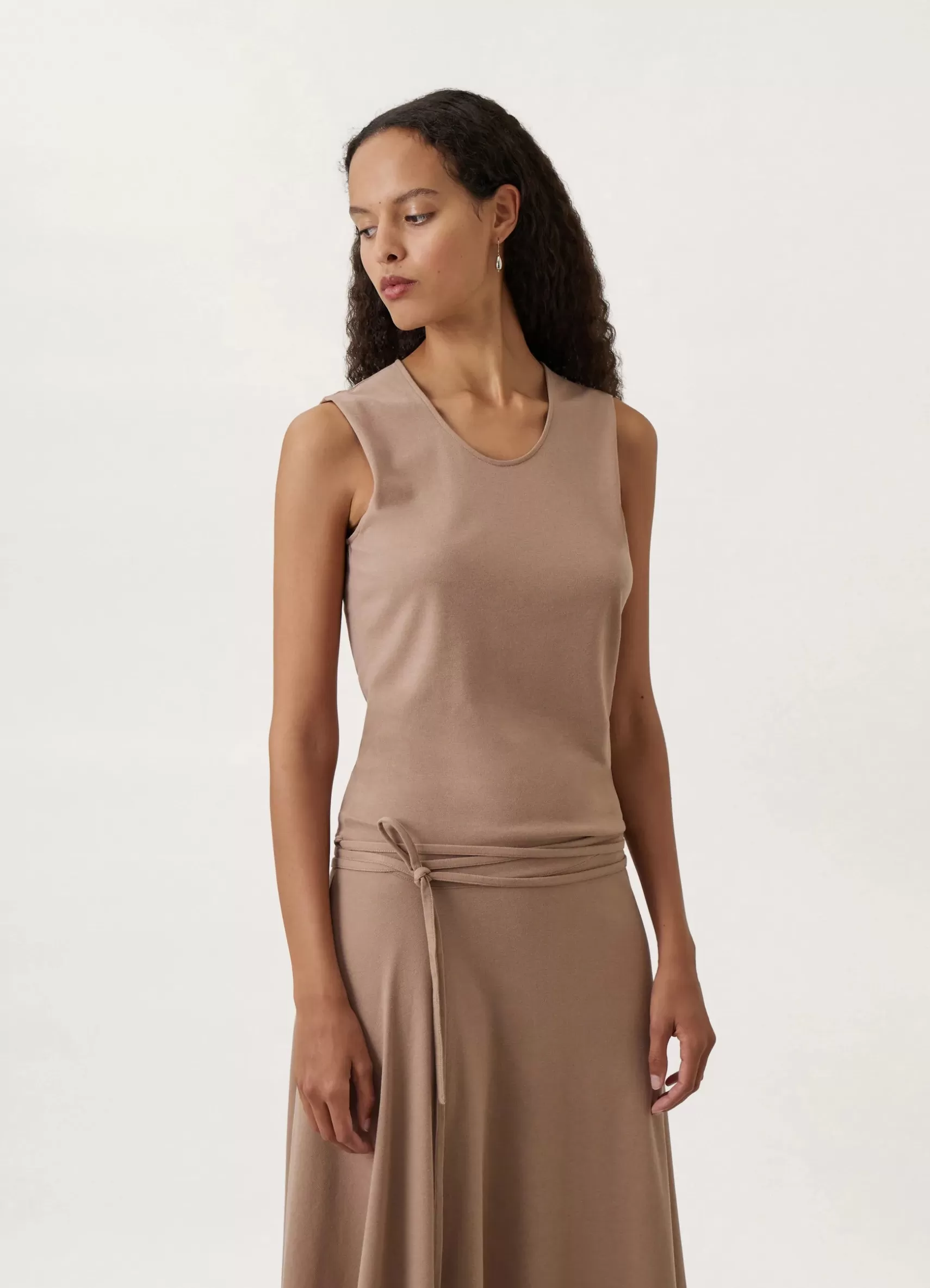 Belted Crepe Sleeveless Dress<LEMAIRE Best