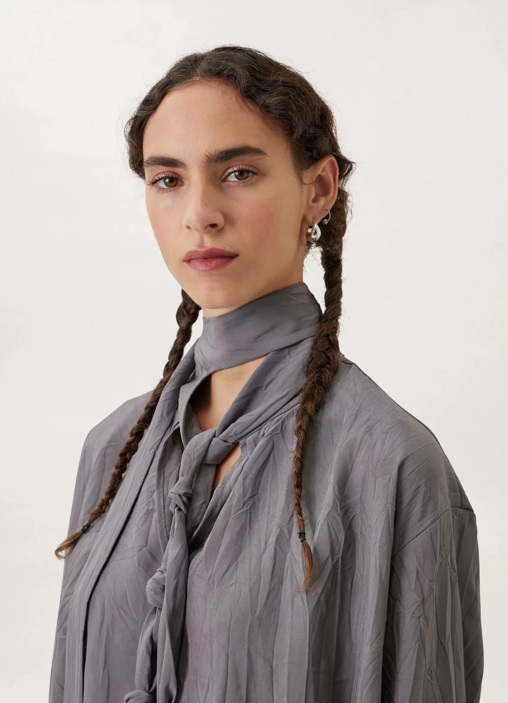 Blouse With Knotted Scarf<LEMAIRE Clearance