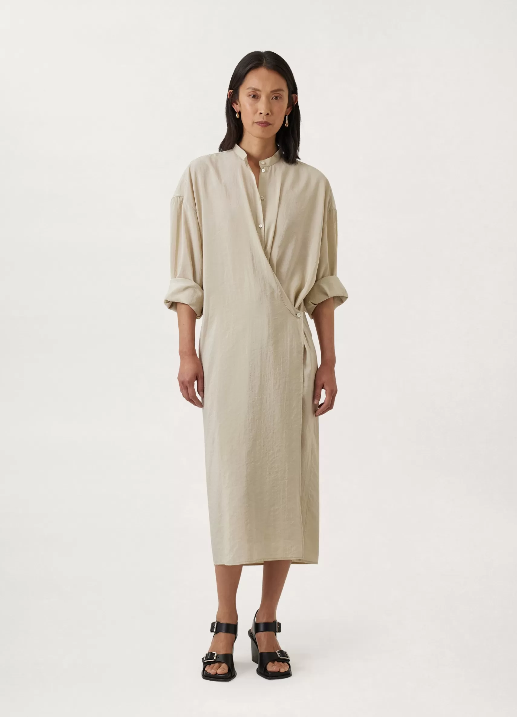 Officer Collar Twisted Dress<LEMAIRE New