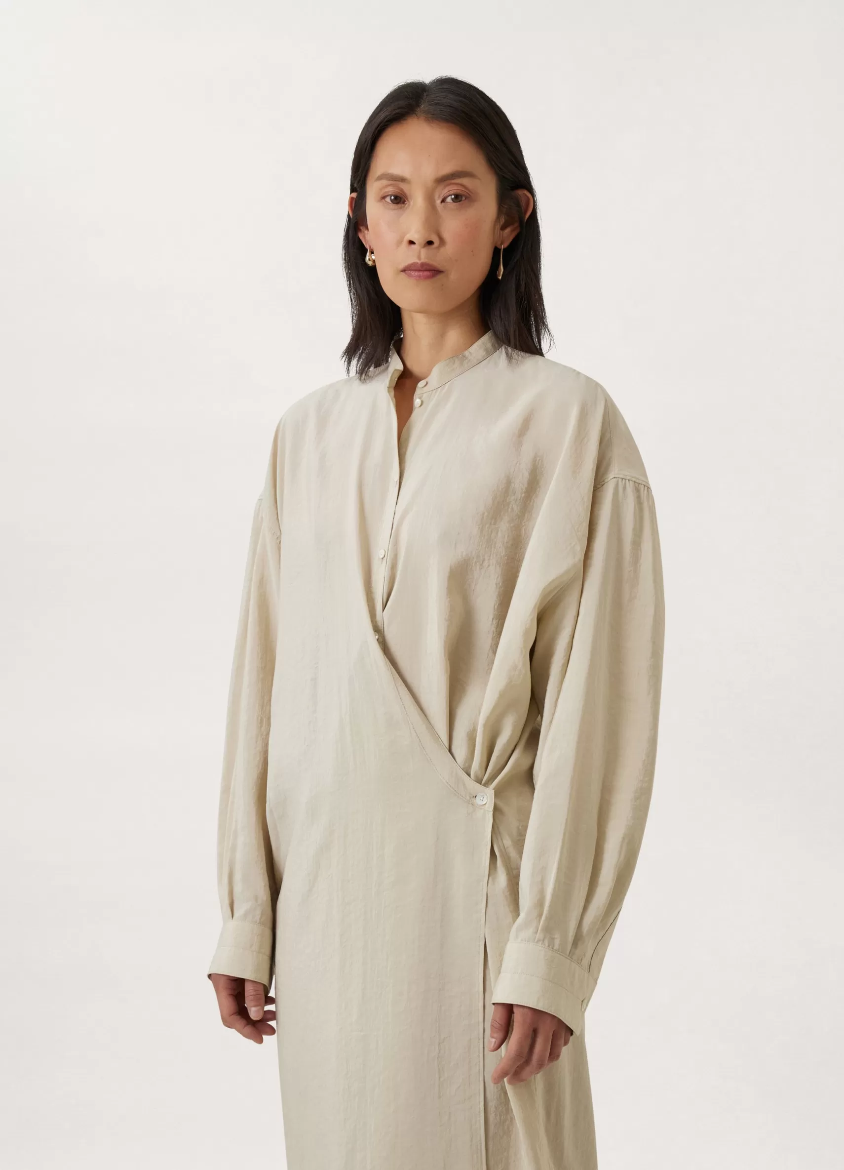 Officer Collar Twisted Dress<LEMAIRE New