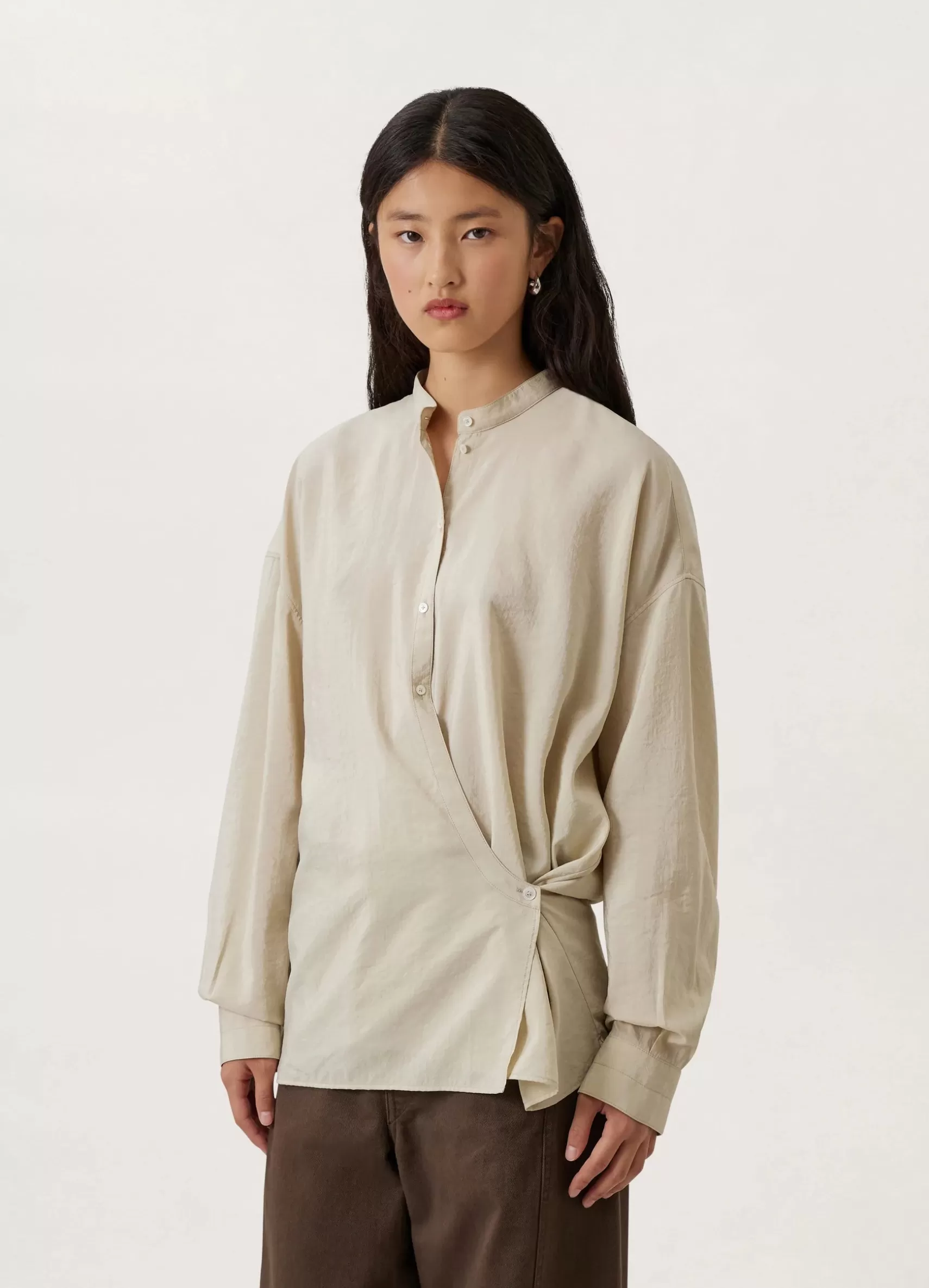 Officer Collar Twisted Shirt<LEMAIRE Cheap