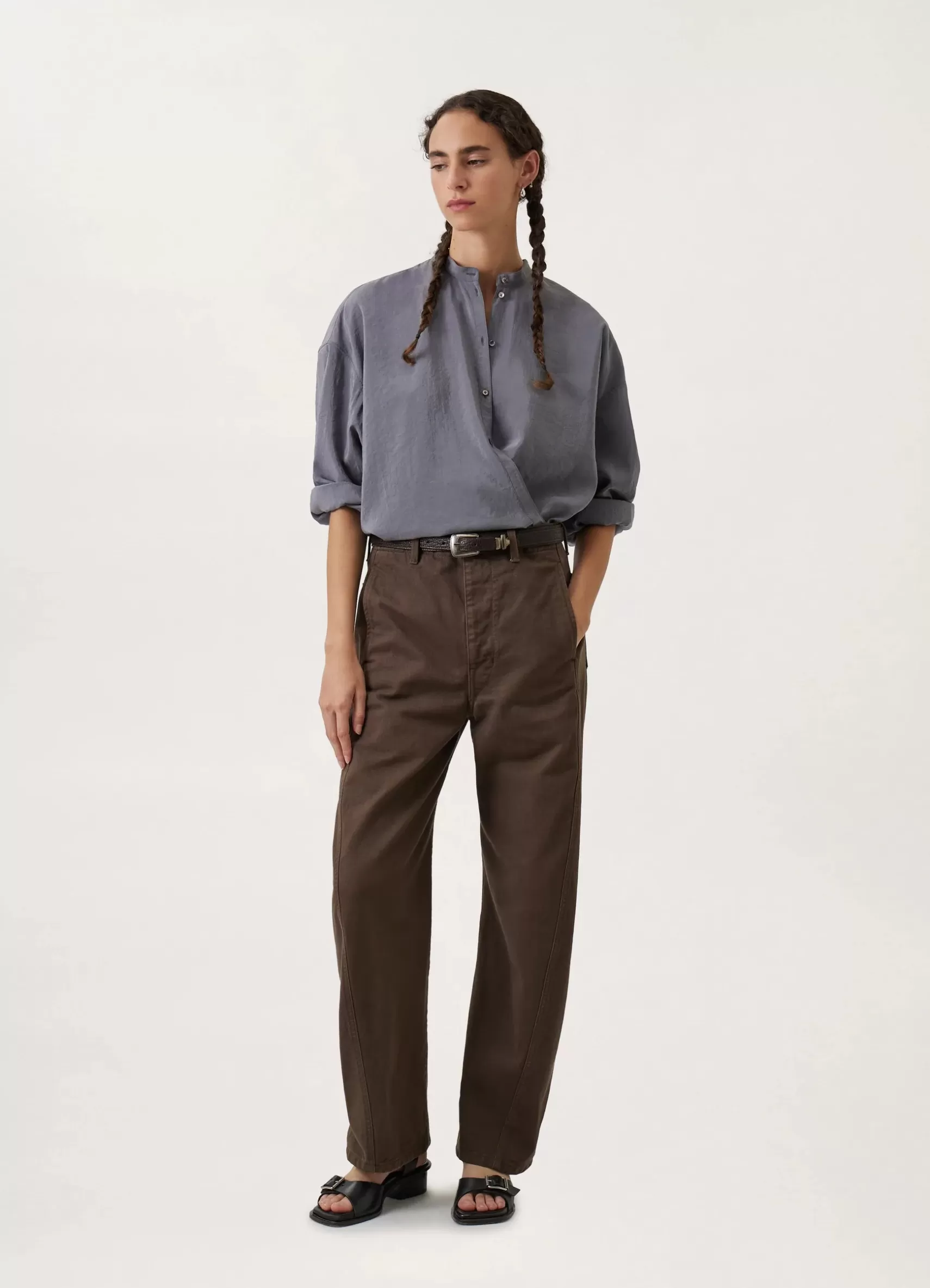 Officer Collar Twisted Shirt<LEMAIRE Flash Sale