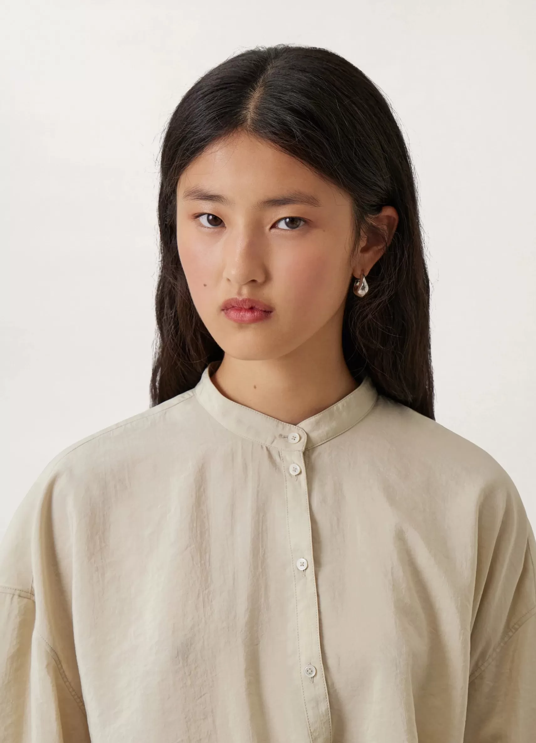 Officer Collar Twisted Shirt<LEMAIRE Cheap