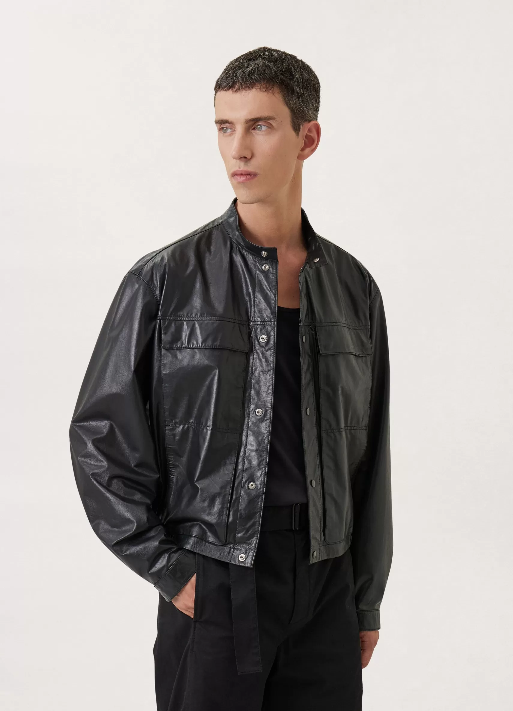 Stand Collar Leather Blouson<LEMAIRE Best Sale